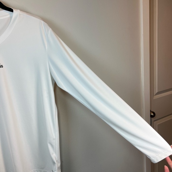 Adidas Womens Primegreen V-Neck Shirt White Base Layer Long Sleeve Stretch Large - Picture 3 of 11